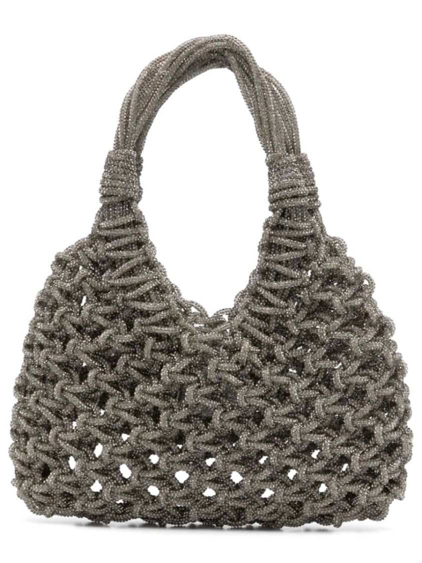Hibourama Black Open-Knit Chunky Voluminous Shoulder Bag