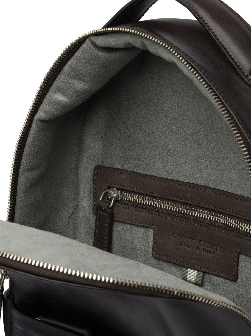 Officine Creative Smooth Leather Backpack With Rounded Top