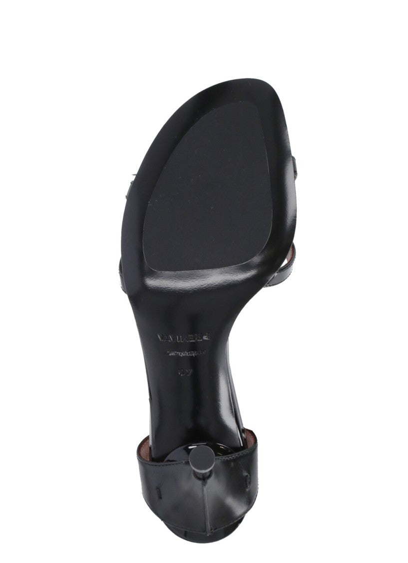 Premiata Black Polished Leather Sandals