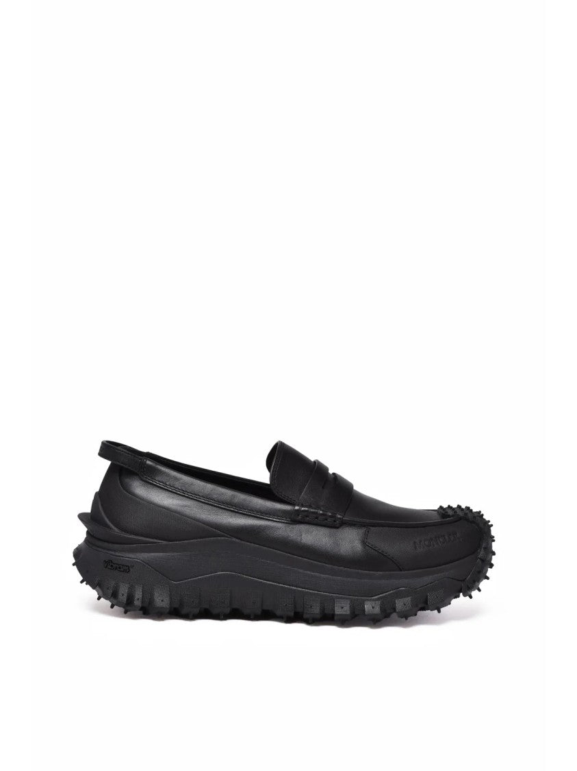 Moncler Black Leather-Blend Moccasin Loafers