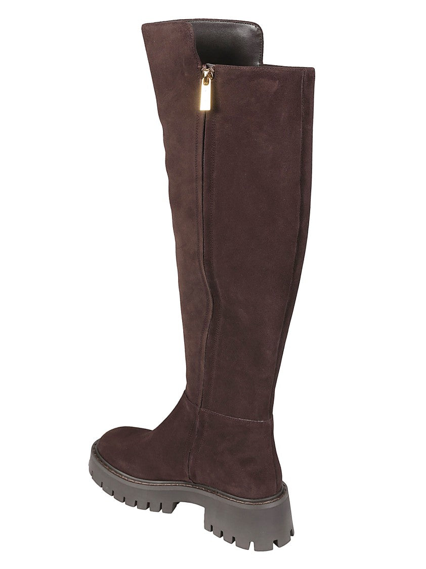 Michael Kors Asher Tall Brown Lug Sole Leather Boots