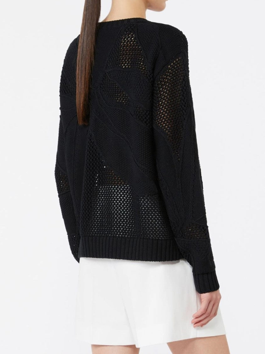 Max Mara Black Mxmsalvo Textured Black Knit Sweater
