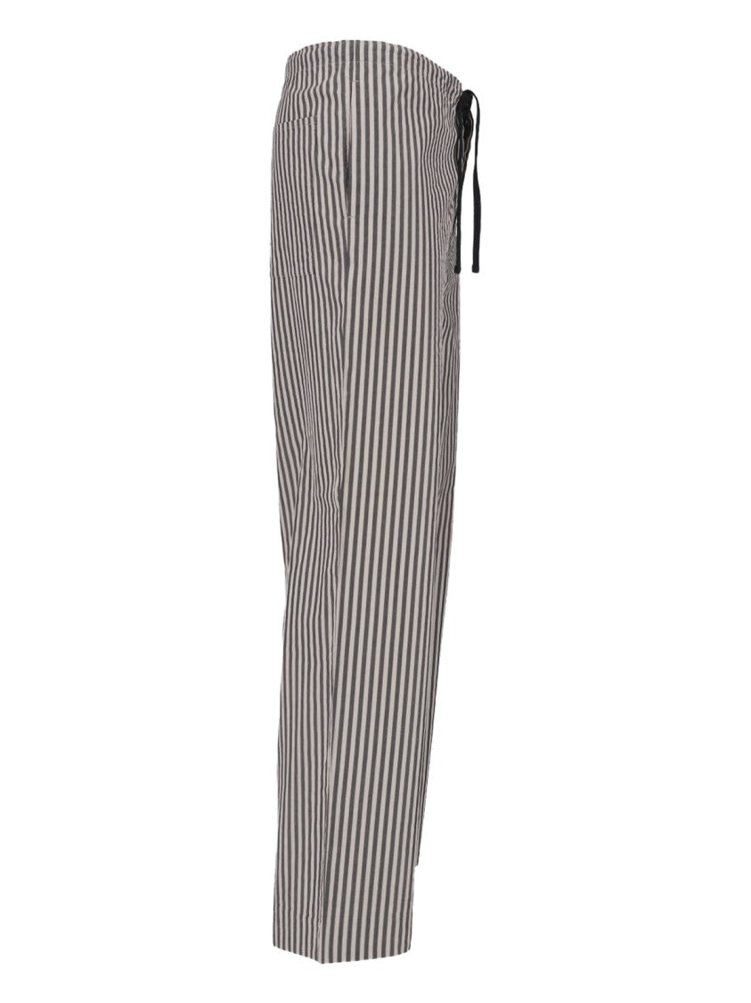 Kaptain Sunshine Black/Beige Vertical Striped Straight-Leg Trousers