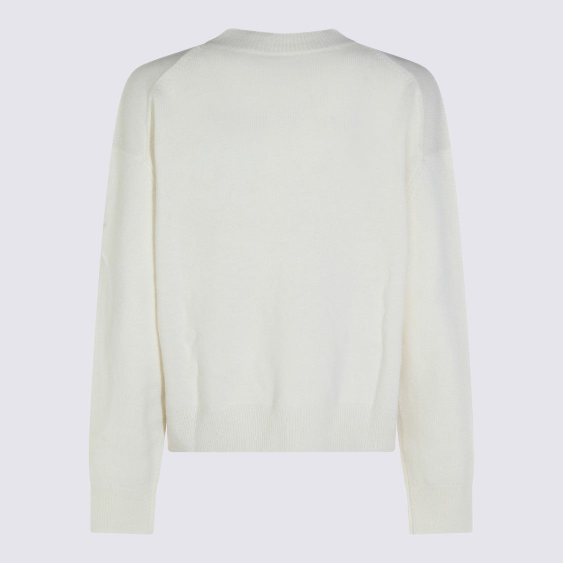 Anine Bing Fine Knit White Sweater With Classic Crew Neckline