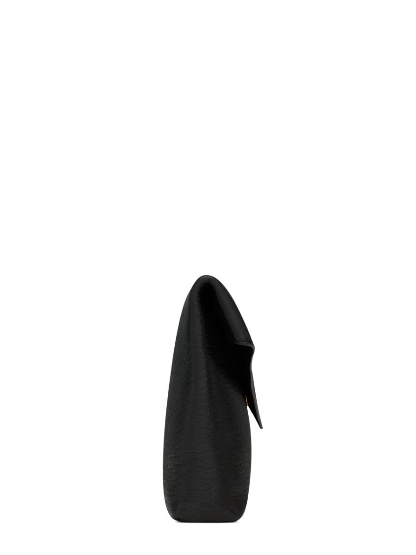 Saint Laurent Envelope-Style Clutch With Metallic Emblem