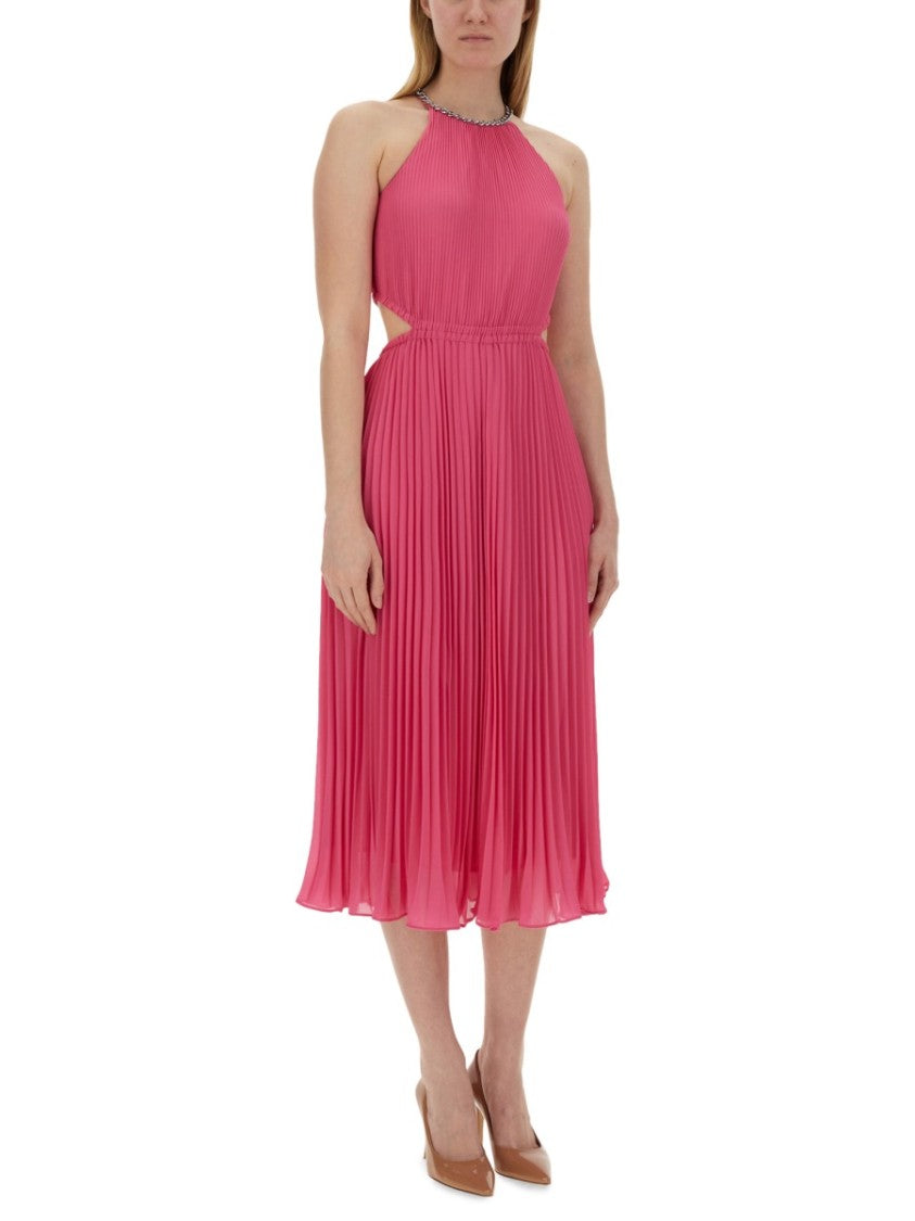 Michael Michael Kors Pleated Georgette Dress With Cut-Out Details
