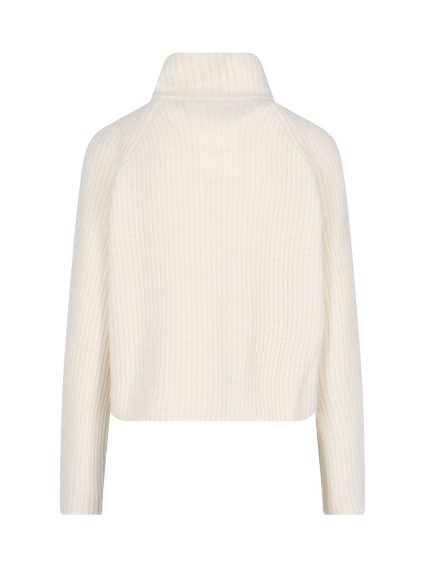 Lisa Yang "Sadie" Zip-Up Sweater Cream
