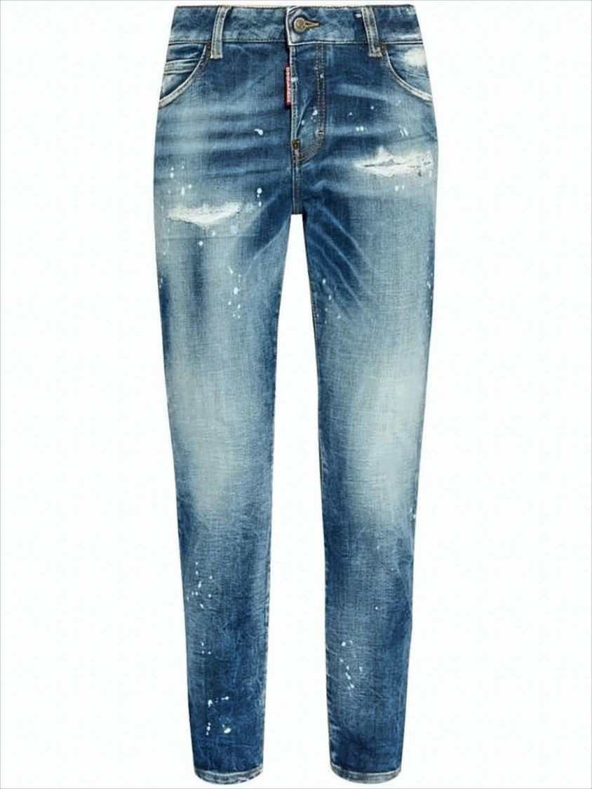Dsquared2 Ankle-Length Denim Pants With Distressed Detailing