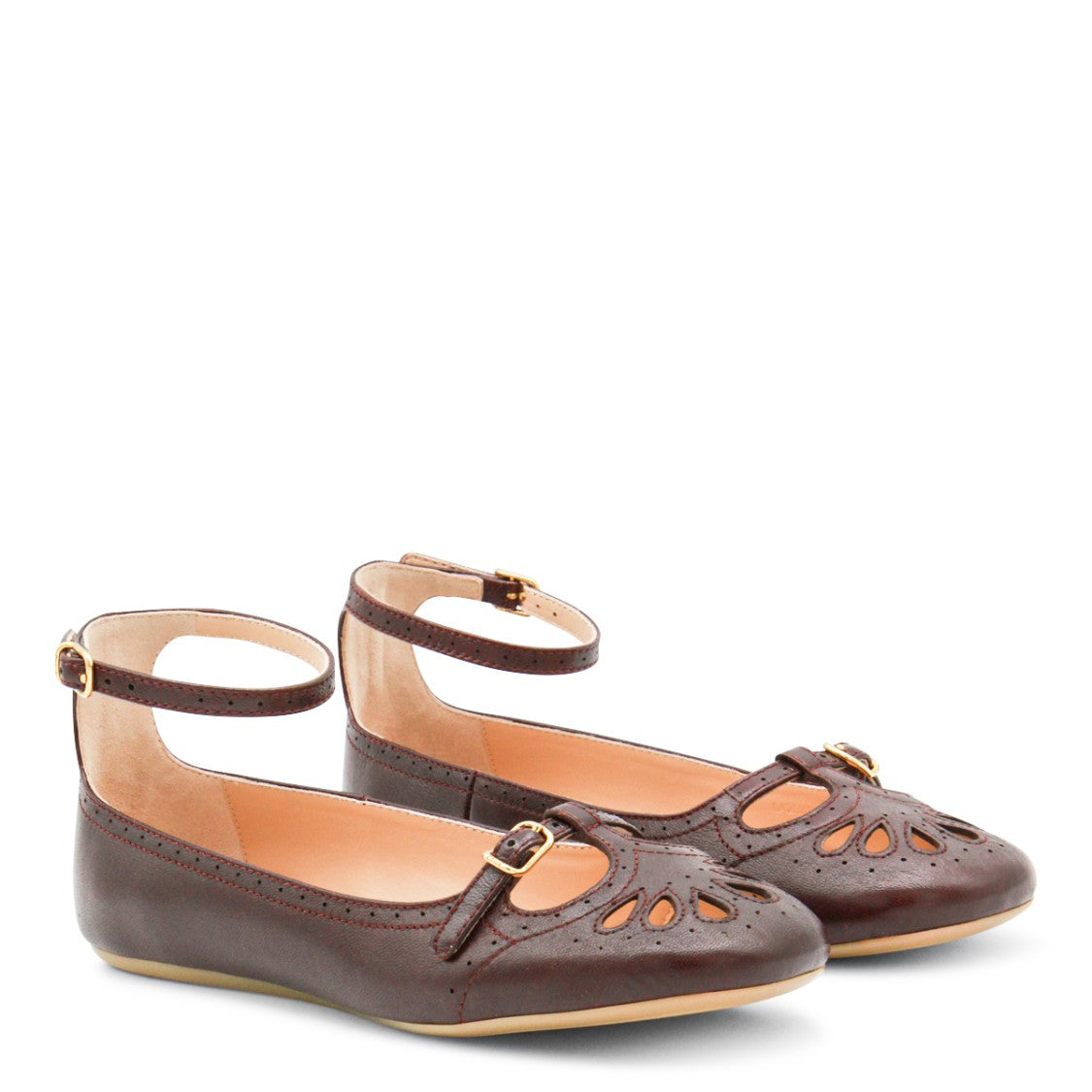 Chloé Dark Purple Leather Flats