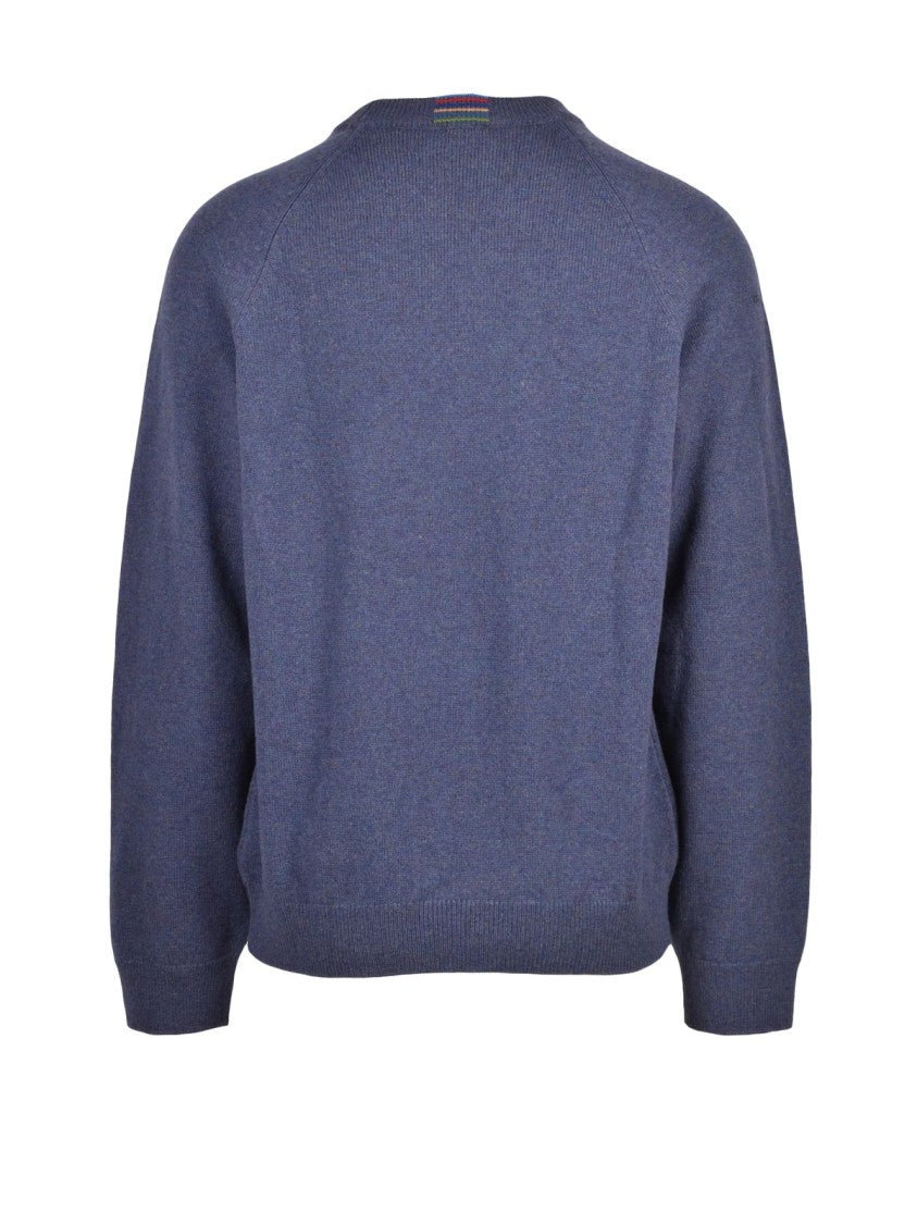 Paul Smith Blue Merino Wool Crewneck Sweater