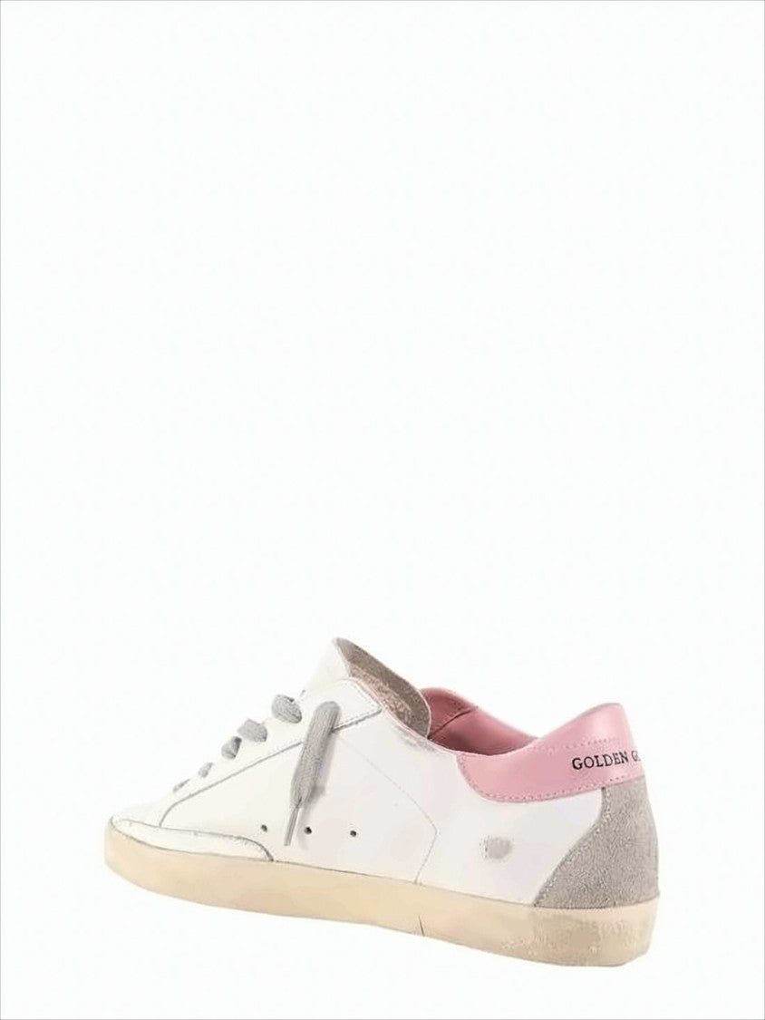 Golden Goose Distressed White Leather Low-Top Sneakers With Suede Accents