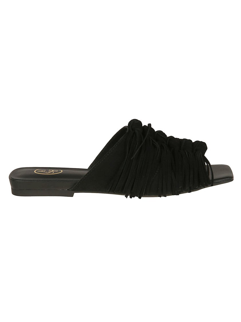 Ash Brigitte Flat Black Suede Sandals