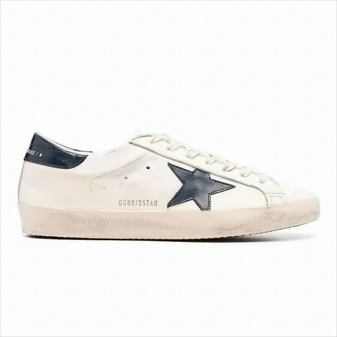 Golden Goose Low-Top Off-White Sneakers With Navy Accents