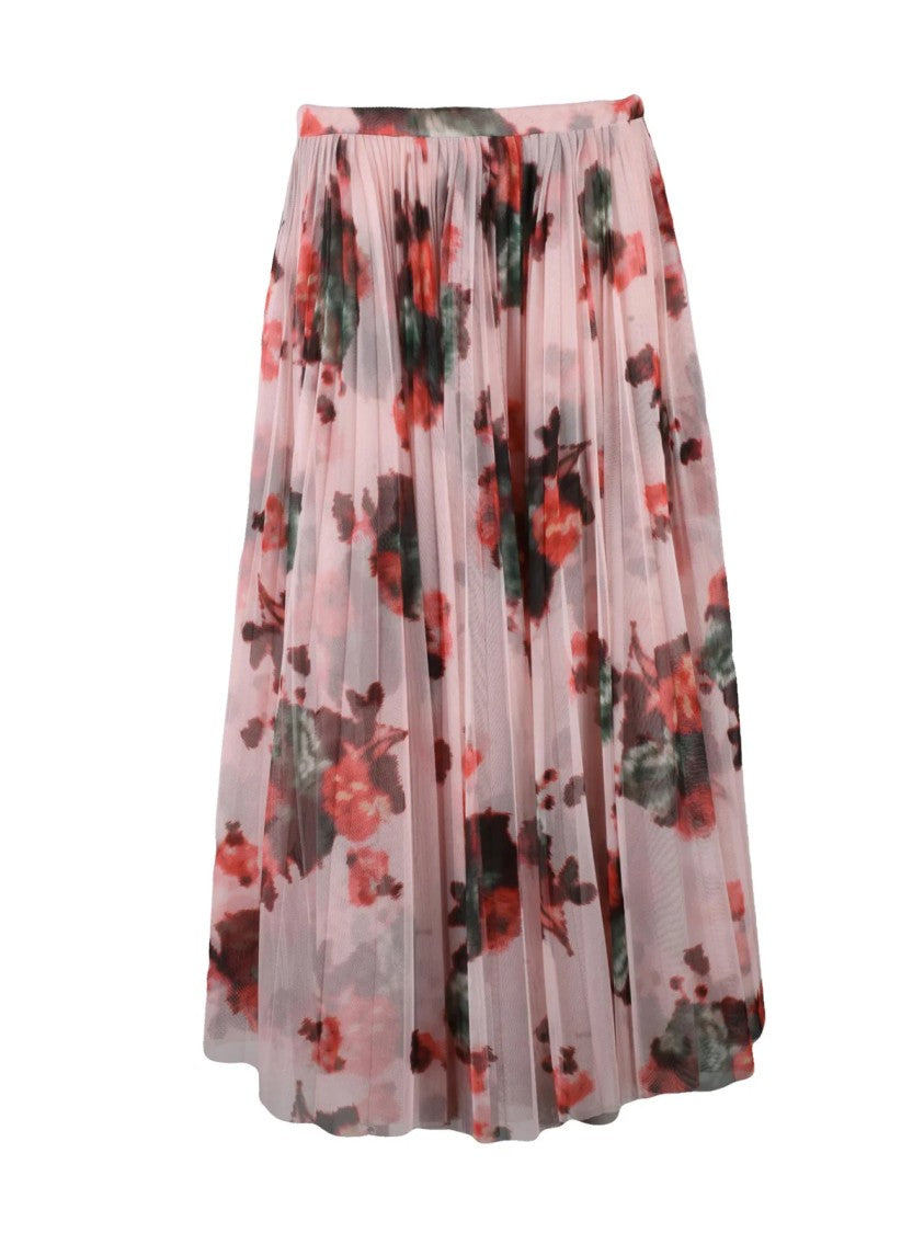 Philosophy Di Lorenzo Serafini Pink/Green Voile Plissé Polyester Skirt