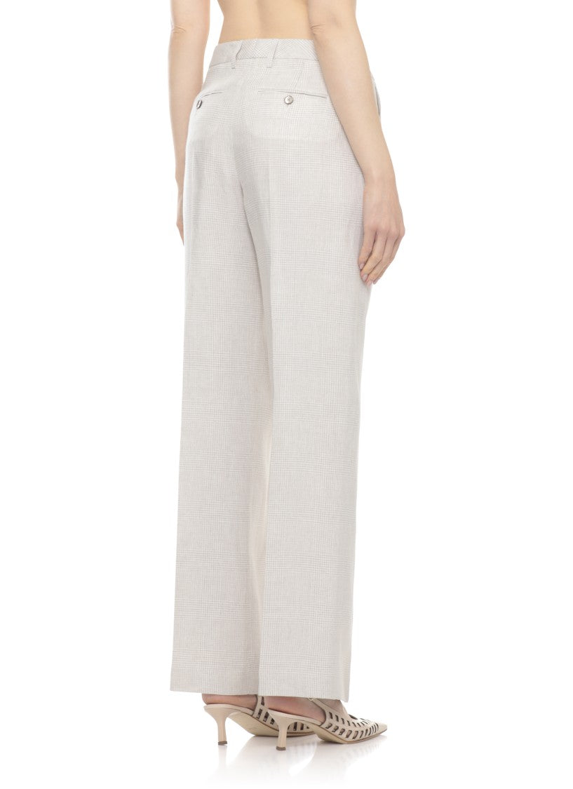 Lardini Beige Prince Of Wales Linen Formal Pants