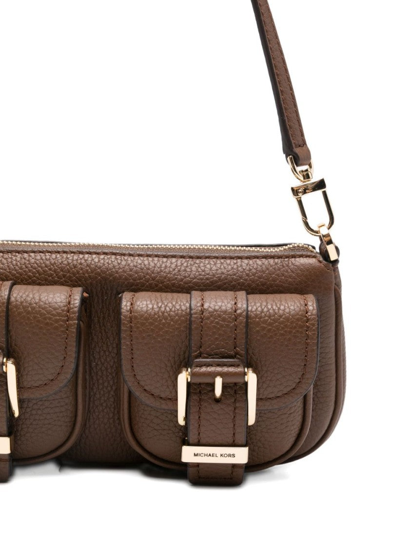 Michael Kors Textured Brown Leather Shoulder Bag