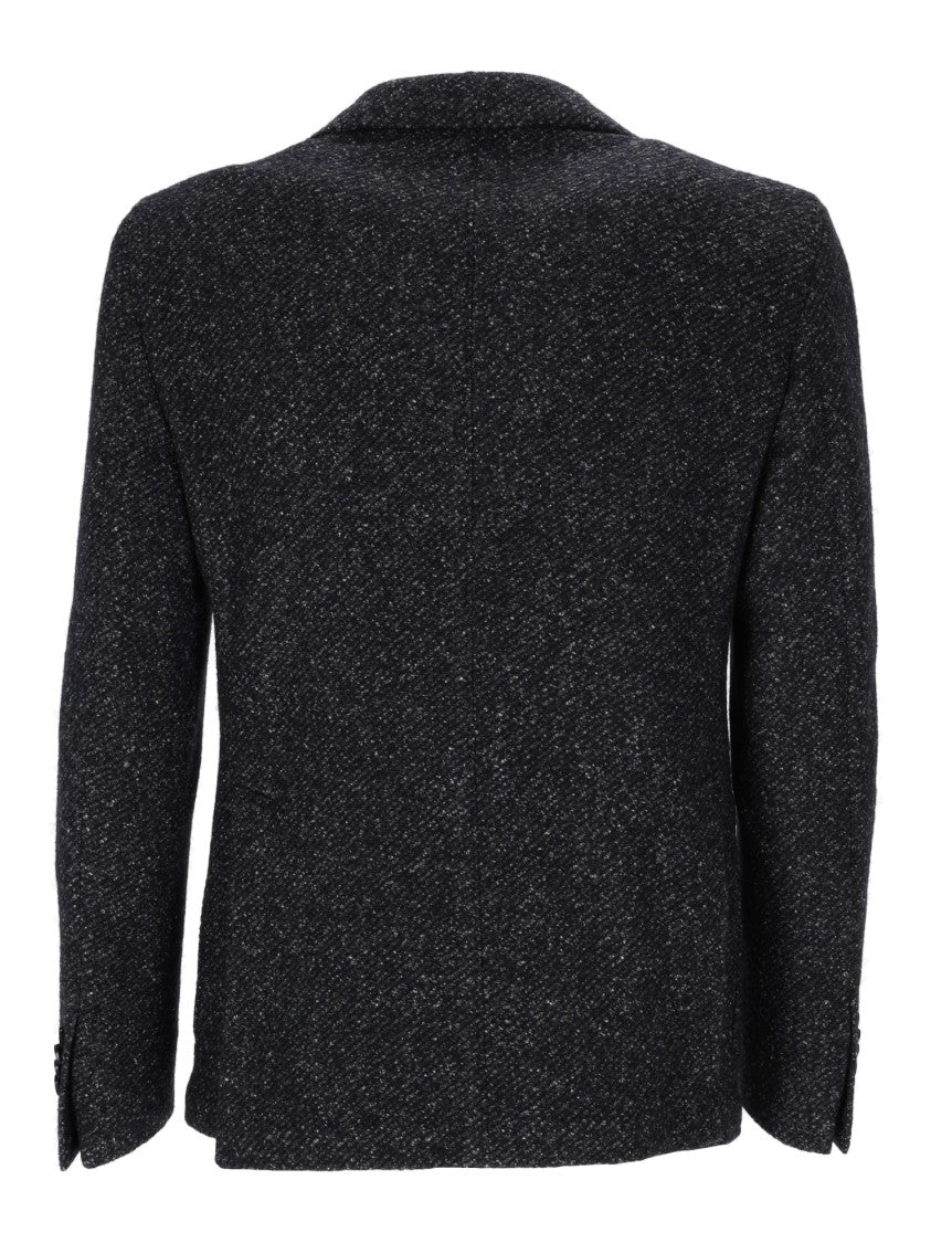 Brando-Lubiam Tailored Black Blazer In Virgin Wool And Silk Blend