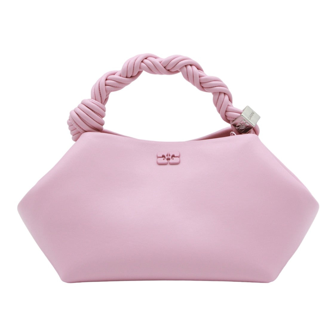 Ganni Pastel Pink Handbag With Geometric Shape And Twisted Handle