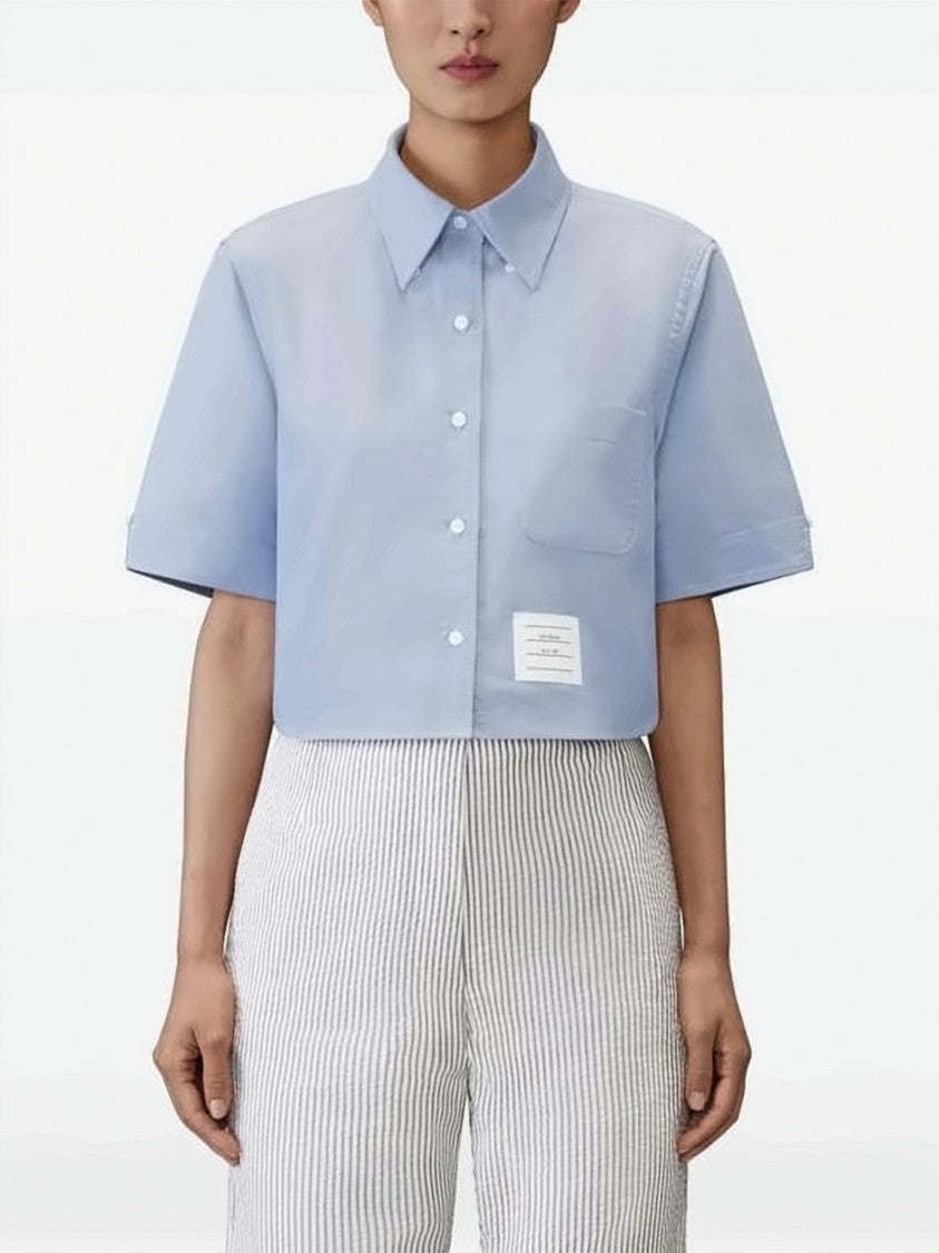 Thom Browne Cropped Short Sleeve Oxford Shirt