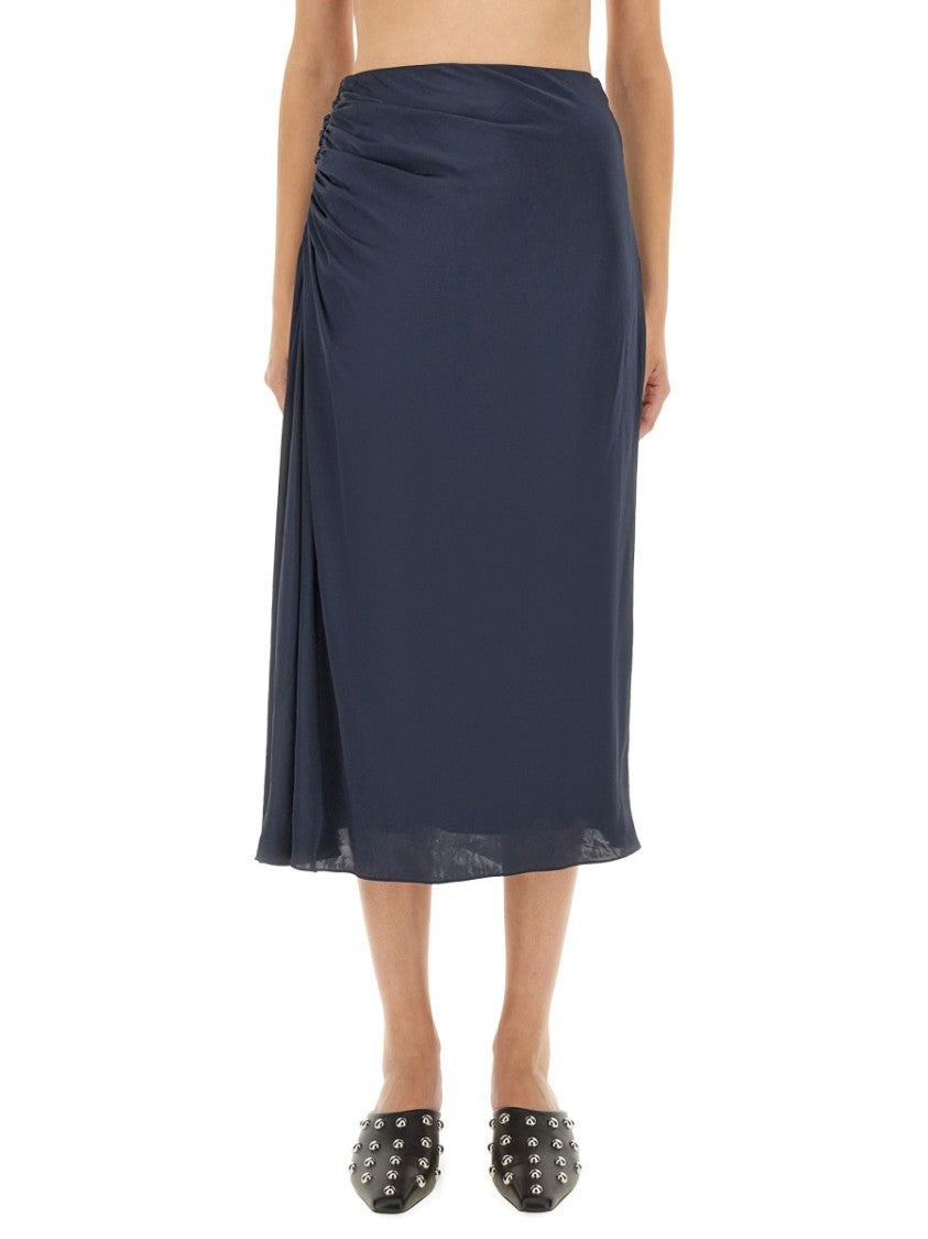 Theory Draped Midi Skirt With Side Ruching Detail