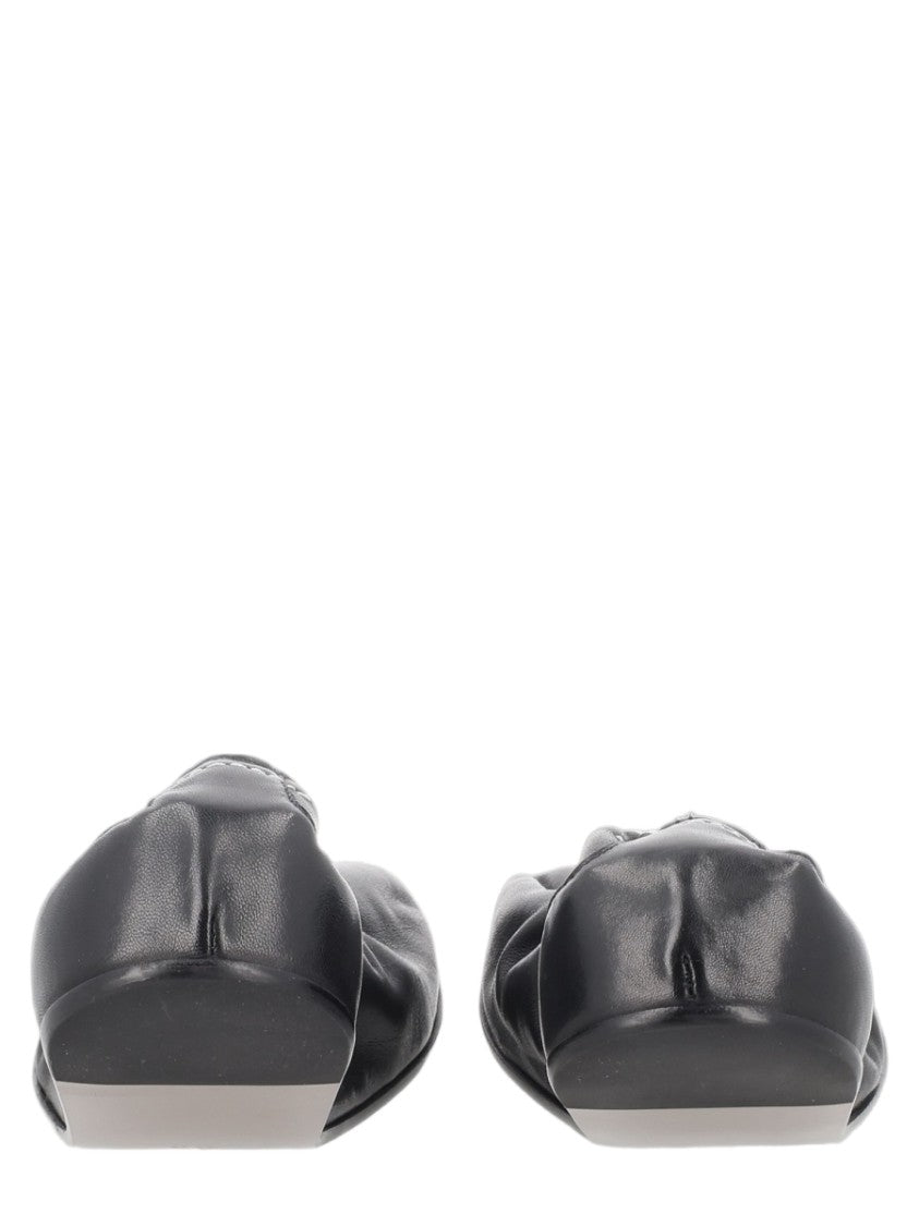 Mm6 By Maison Margiela Soft Gathered Leather Flats With Metallic Accent