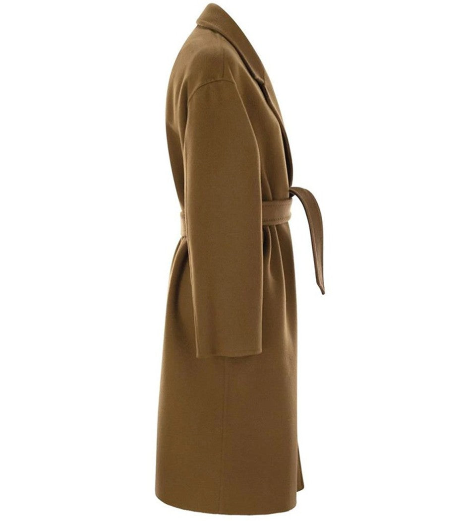 Max Mara Knee-Length Cashmere Coat With Wide Lapels