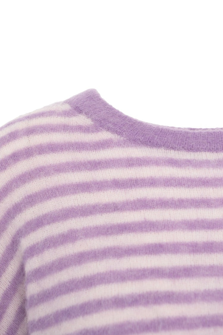 American Vintage Oversized Violet Pullover With Horizontal Stripes