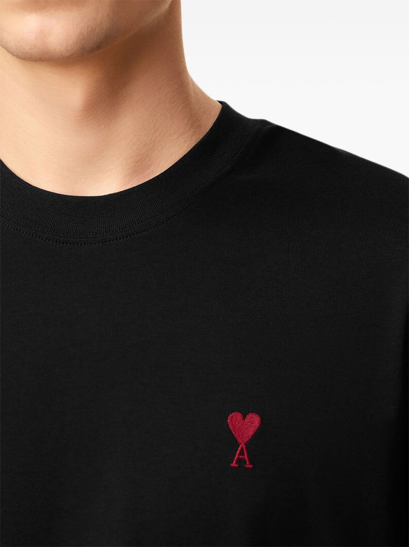 Ami Paris Black Red Ami De Coeur Monogram T-Shirt