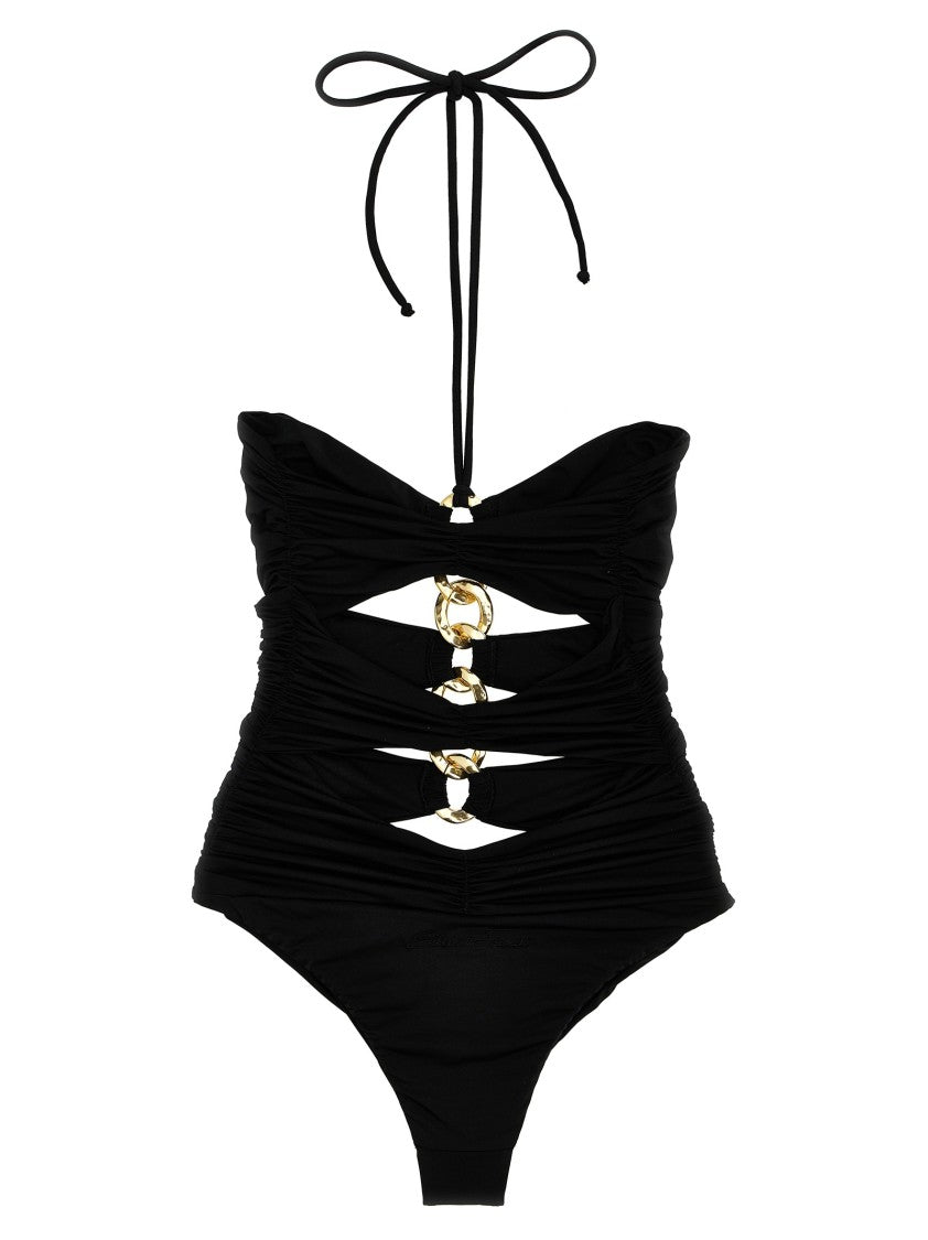 Elisabetta Franchi Chain Detail One-Piece Swimsuit With Cut-Out Accents