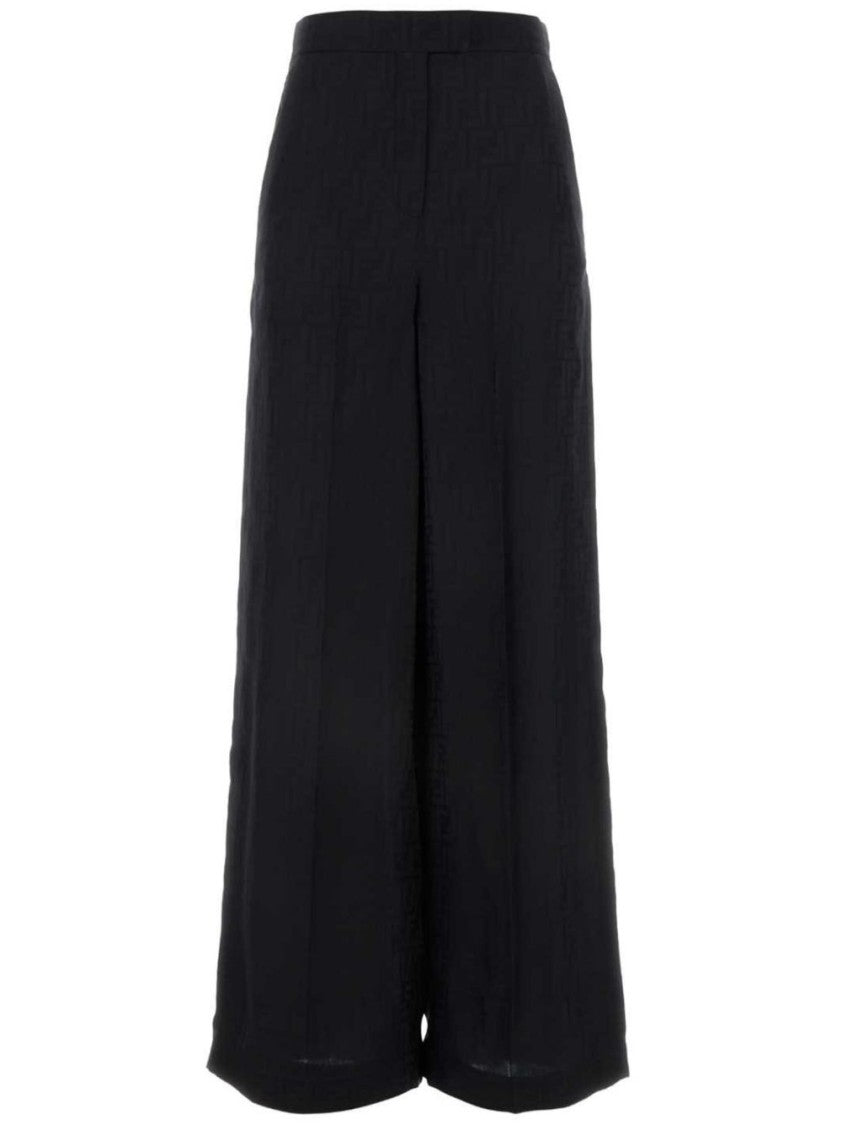 Fendi Wide-Leg Cropped Pleated Pants