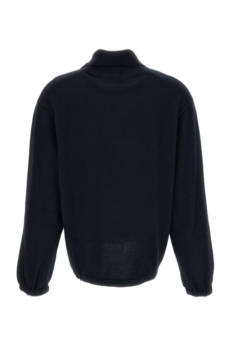 Barrie Black Oversized Drawstring Hem Cashmere Polo Sweater