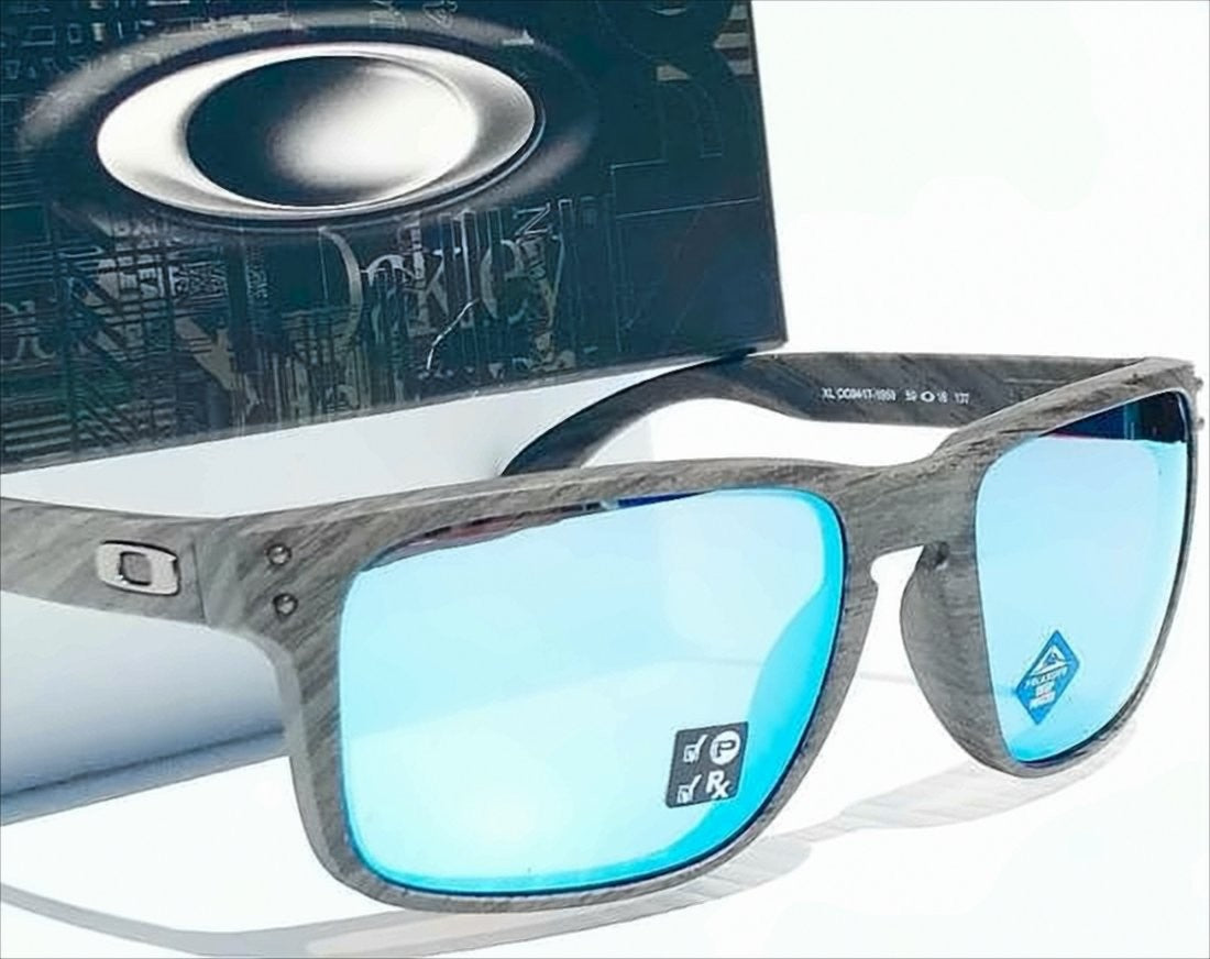 Oakley Rectangular Frame Sunglasses With Textured Wood Finish