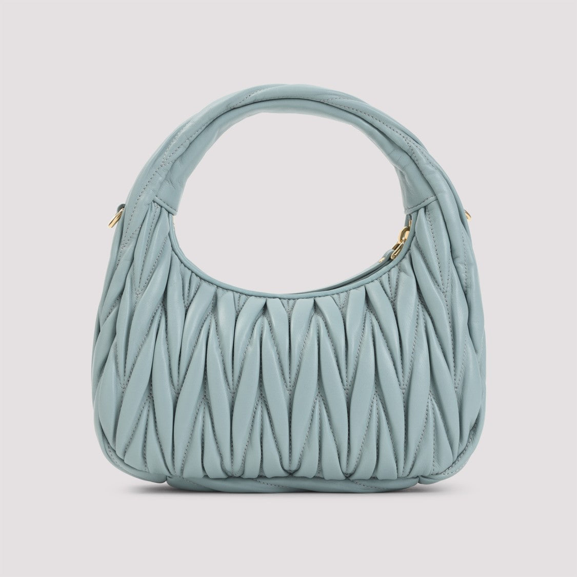 Miu Miu Quilted Light Blue Lamb Leather Handbag