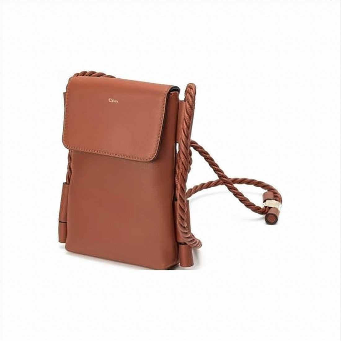 Chloé Rectangular Leather Clutch With Twisted Rope Strap And Sleek Design