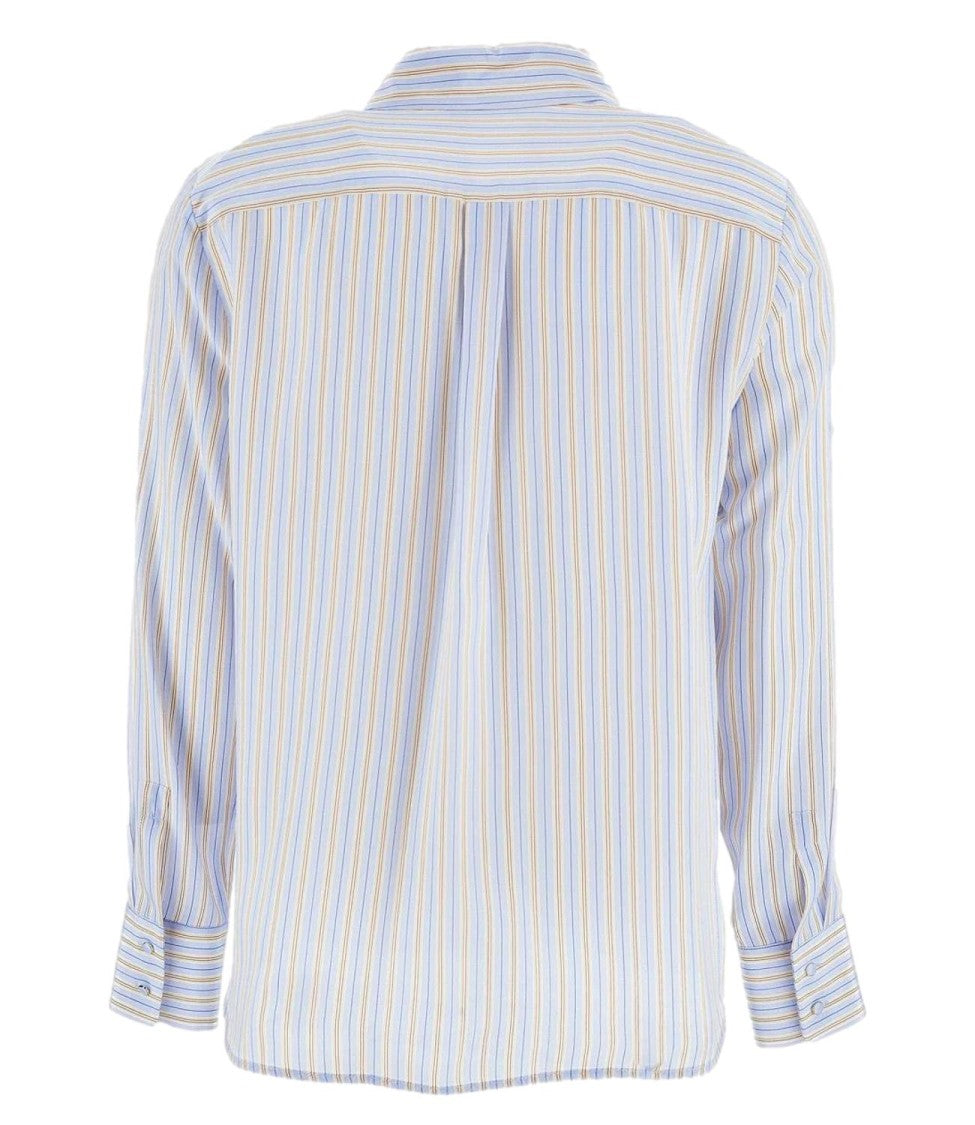 Max Mara Light Blue Pinstripe Wool Shirt