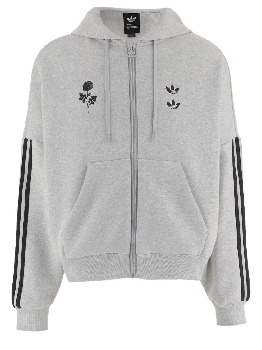 Adidas X Willy Chavarria Stretch Cotton Zip-Up Hoodie With Logo Graphics