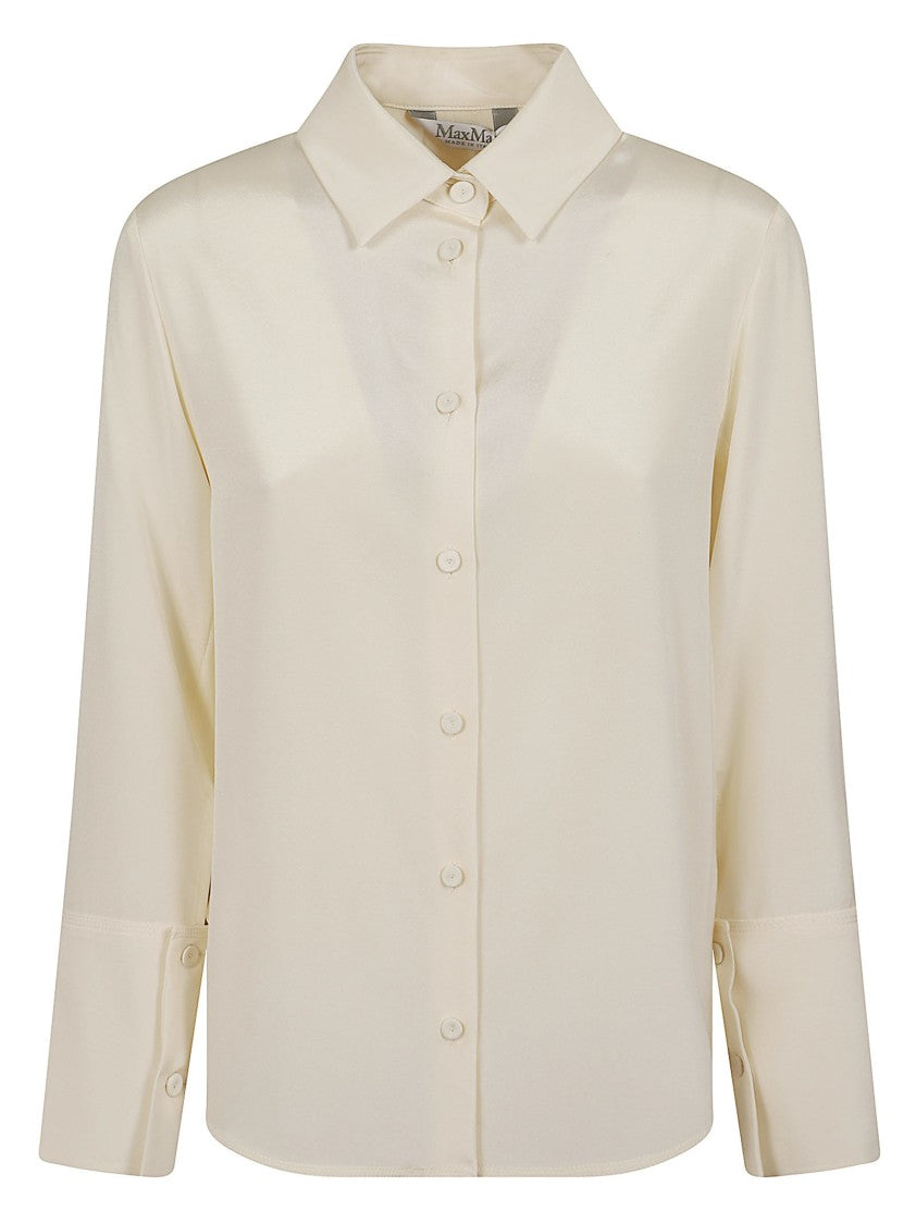 Max Mara Silk Cady Blouse With Classic Collar And High Cuffs