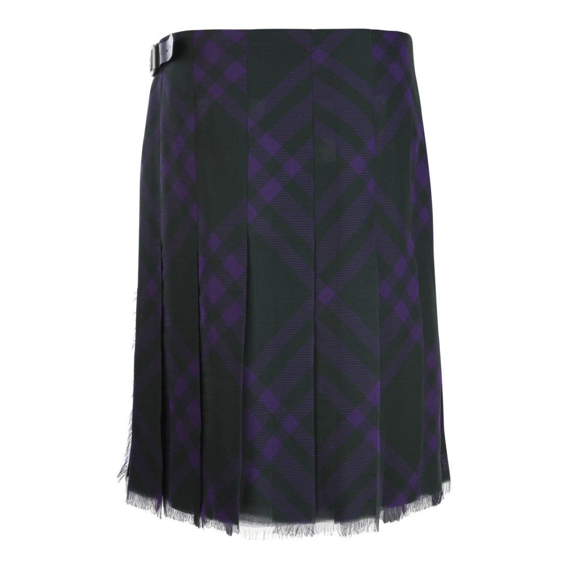 Burberry Deep Royal Vintage Check Wool Midi Skirt