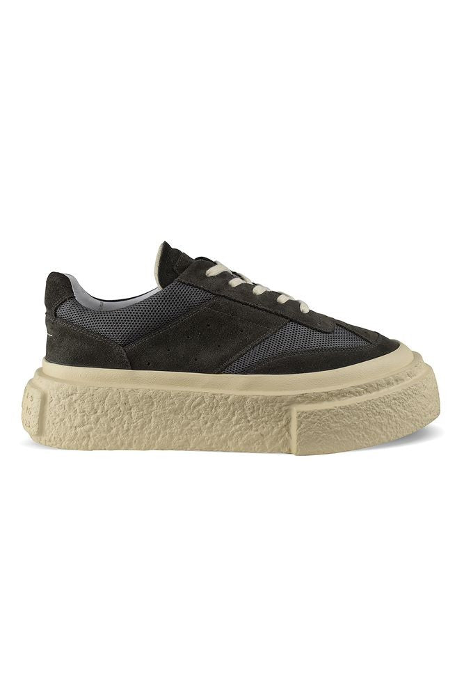 Maison Margiela Khaki Green Suede And Mesh Low-Top Sneakers