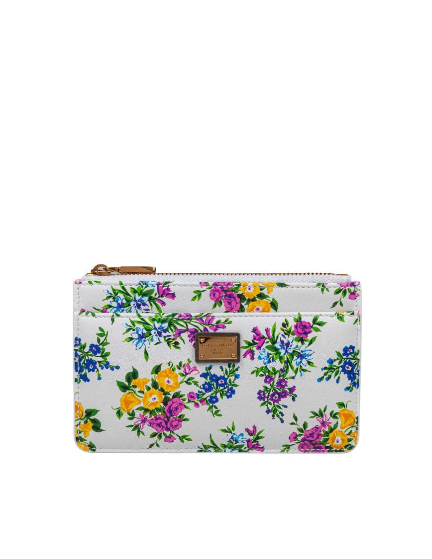 Dolce & Gabbana Floral Print Dauphine Leather Card Holder