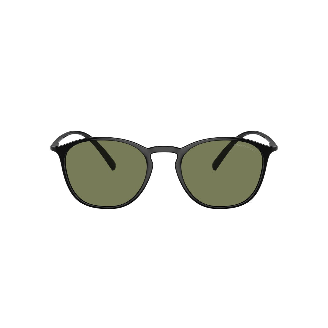 Giorgio Armani 0Ar8186u Rounded Square Black Nylon Sunglasses With Olive Green Lenses