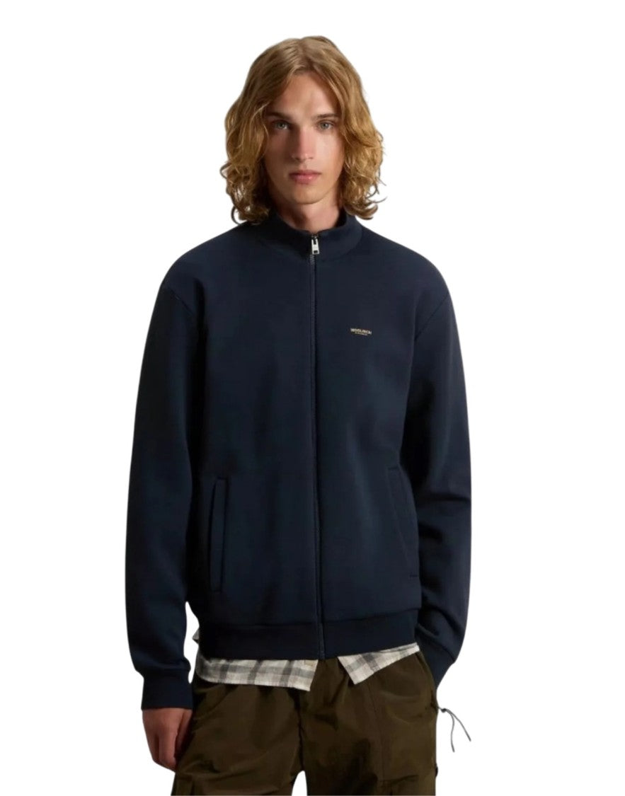 Woolrich Melton Blue Interlock Crewneck Cotton-Blend Sweatshirt