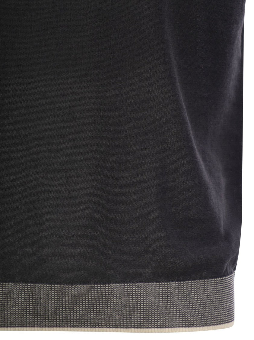 Peserico Polo Shirt In Linen And Cotton Yarn