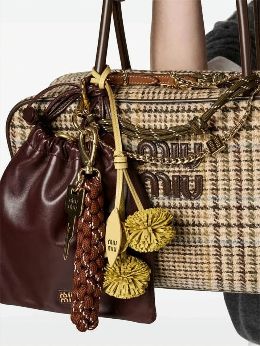 Miu Miu Burgundy Lambskin Clutch With Drawstring Closure