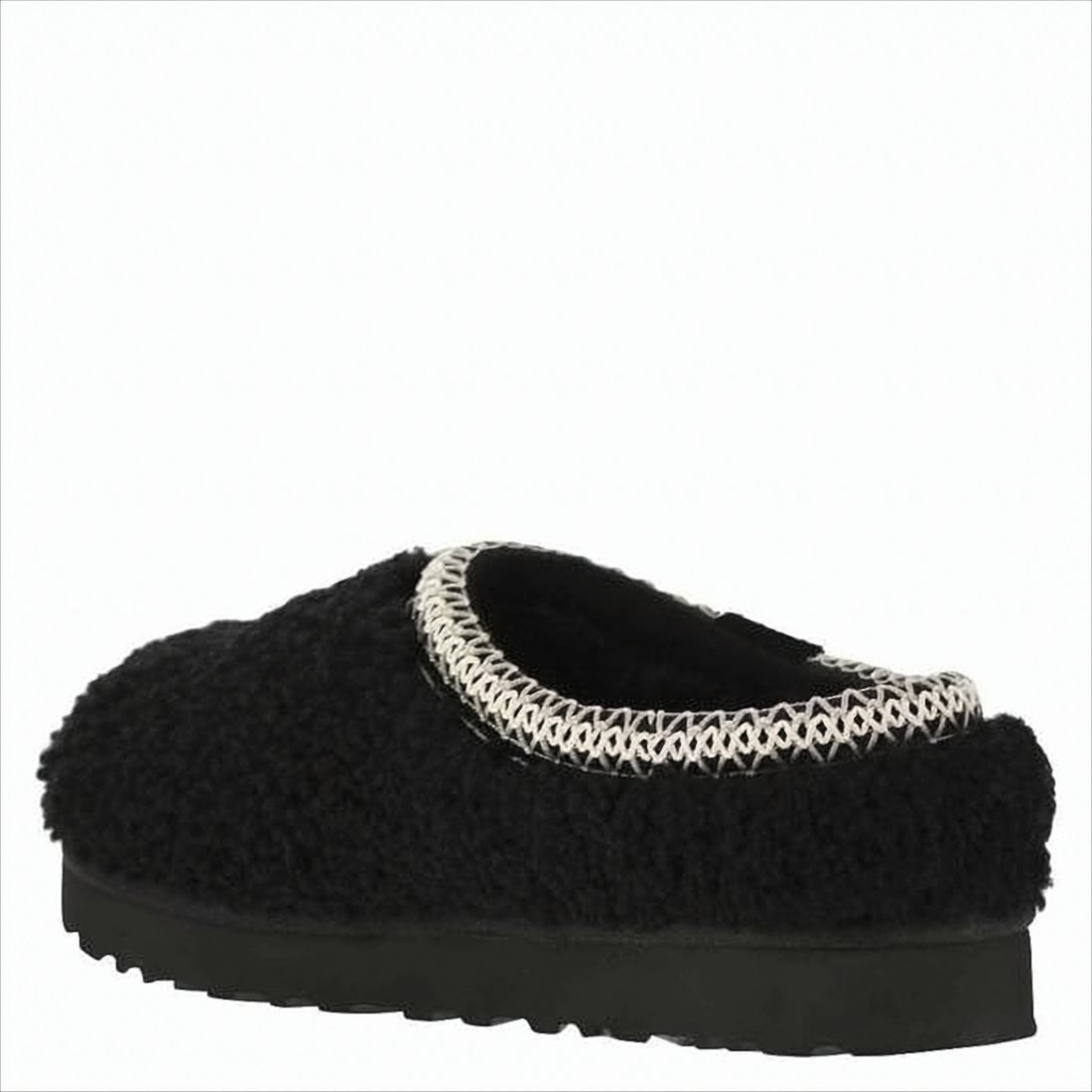 Ugg Plush Lambskin Mule Slippers With Contrasting Trim