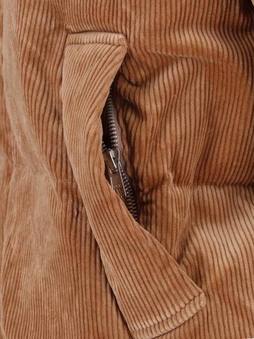 Polo Ralph Lauren Brown Corduroy High Collar Zip Down Jacket