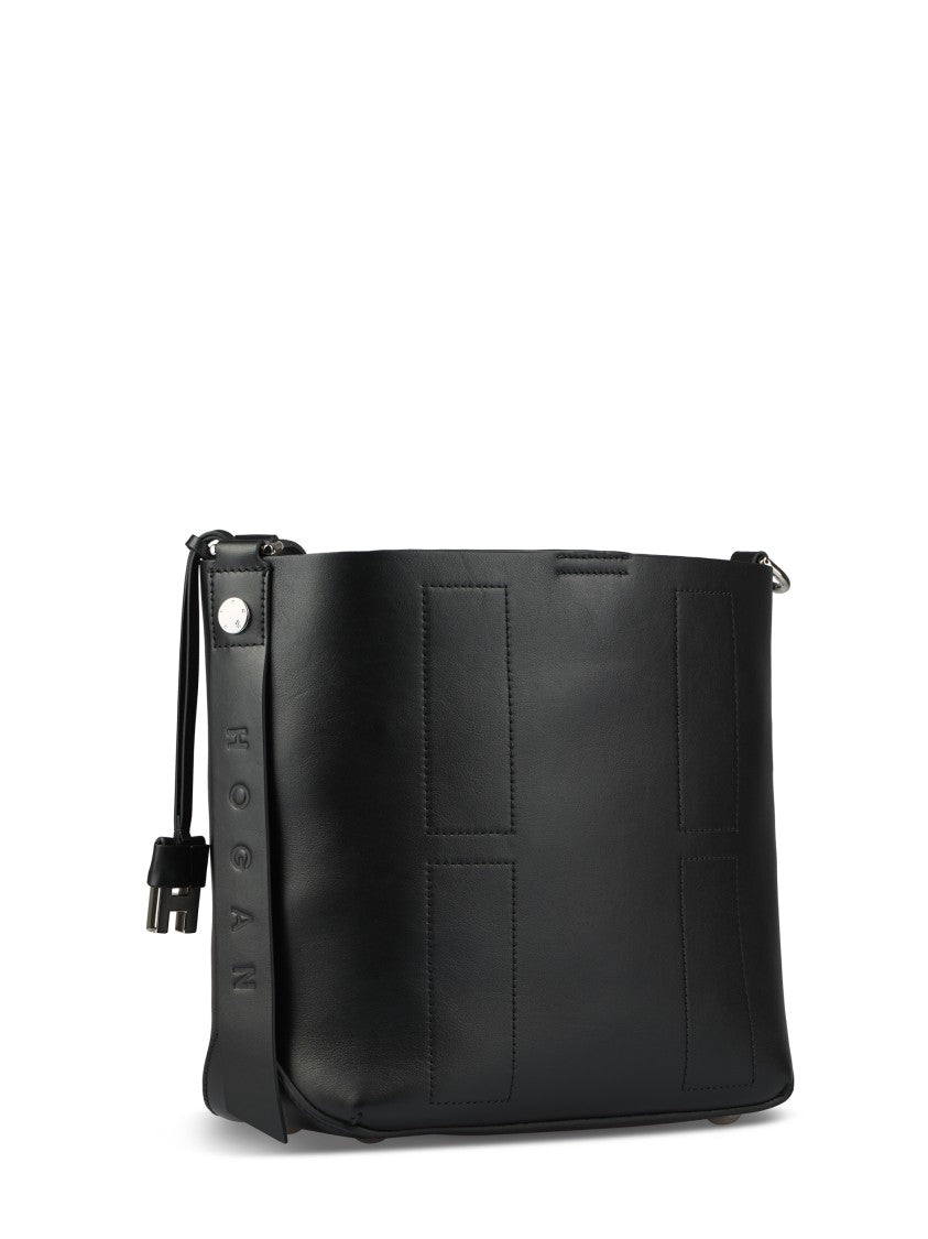 Hogan Black Calf Leather Bag With Shoulder Strap