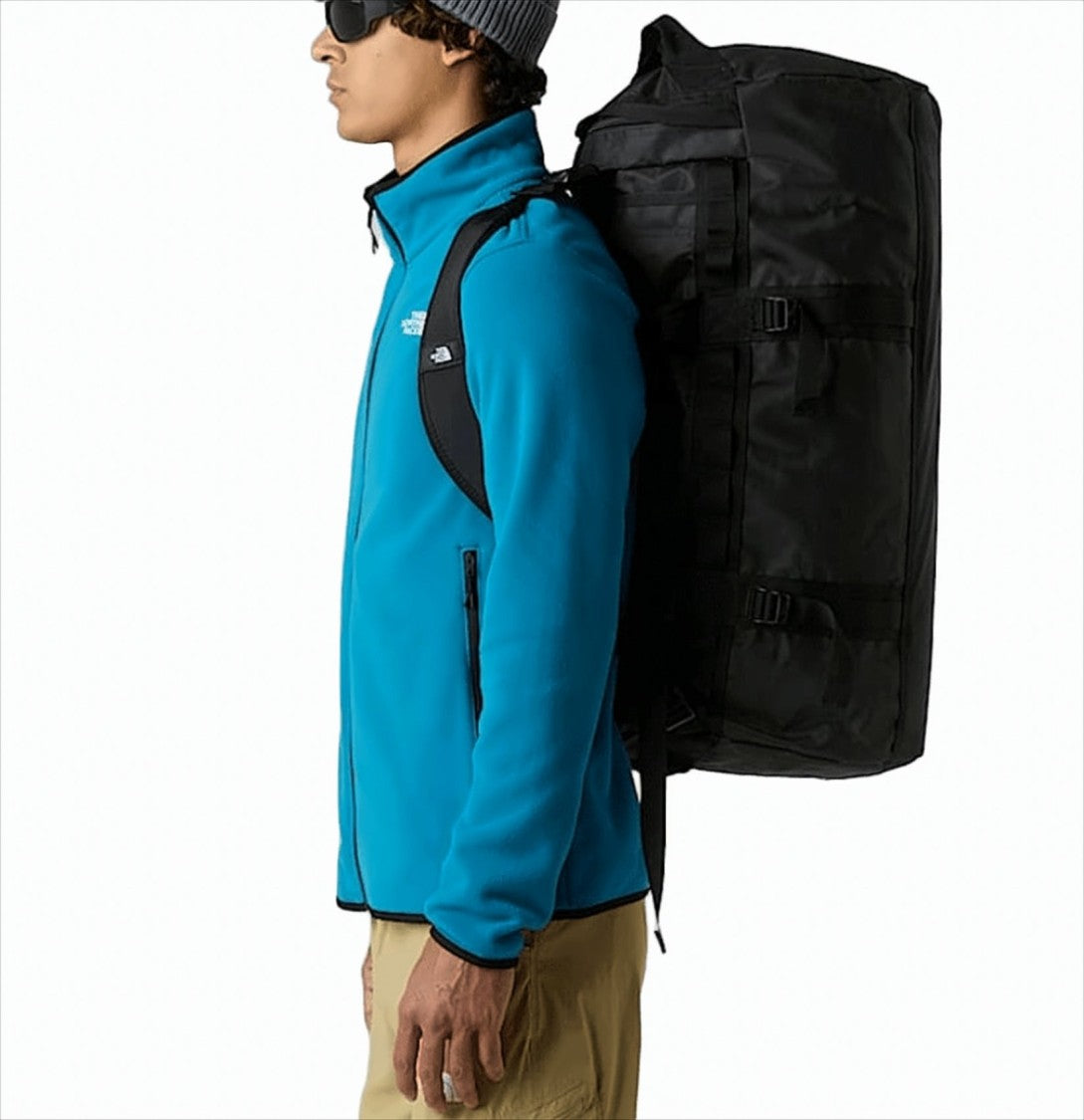 The North Face Cylindrical Black Duffel Bag With Adjustable Straps