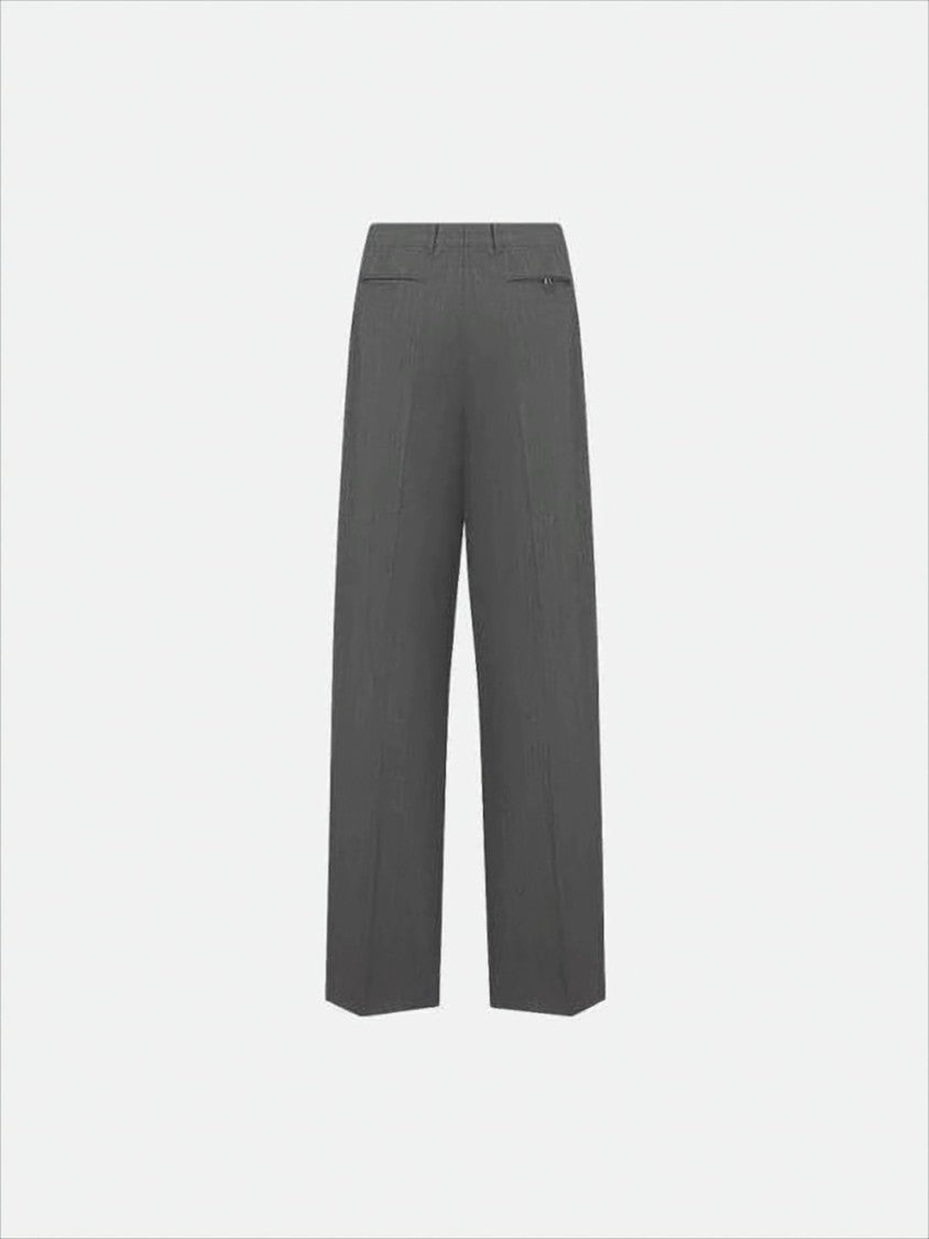 Christian Dior Tailored Grey Wool Suit Pants With Front Pleats