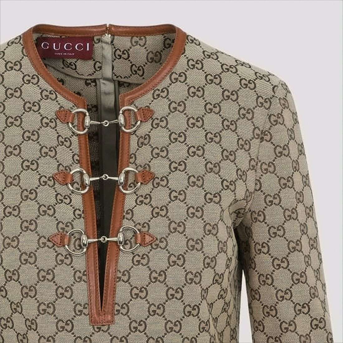Gucci Classic Mini Dress With Distinctive Pattern And Decorative Closures